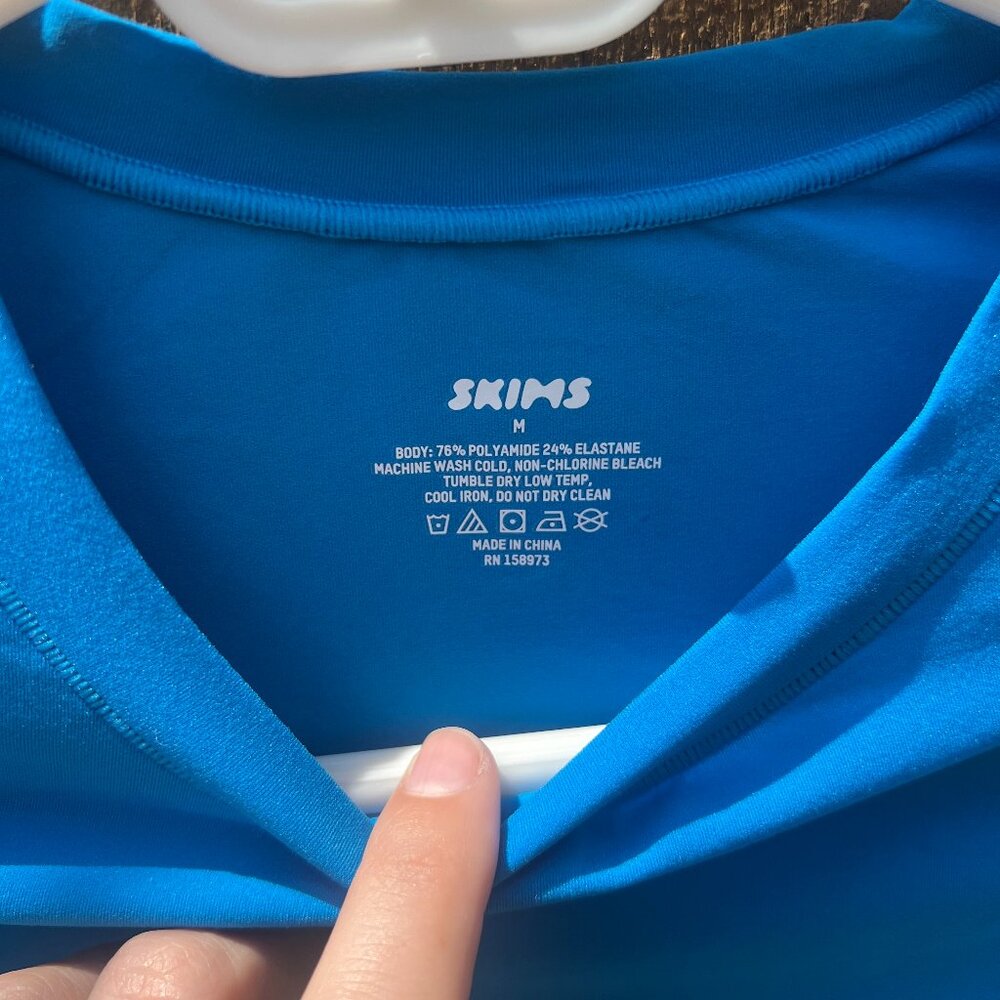 Skims Cropped T-Shirt  - Blue - Size M